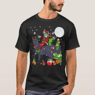 Santa Riding Reindeer British Shorthair Cat Christ T-Shirt