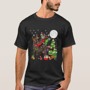 Santa Riding Reindeer Burmese Cat Cat Christmas Tr T-Shirt