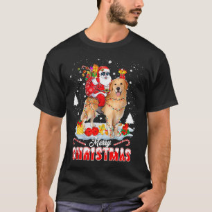 Santa Riding Reindeer Golden Retriever 329 T-Shirt