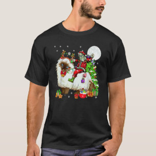 Santa Riding Reindeer Himalayan Cat Christmas Tree T-Shirt