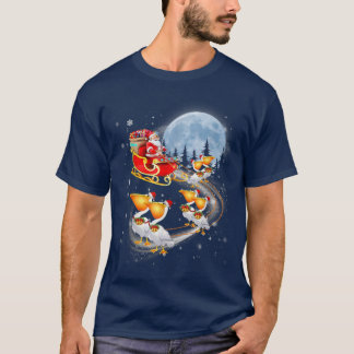 Santa Riding Reindeer Pelican Sleigh Christmas Lov T-Shirt