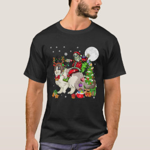 Santa Riding Reindeer Ragdoll Cat Christmas Tree L T-Shirt