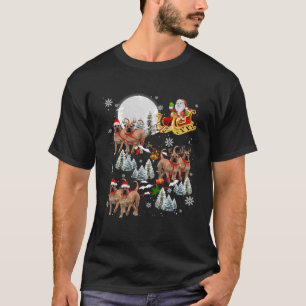 Santa Riding Reindeer Santa Boerboel Sleigh Christ T-Shirt