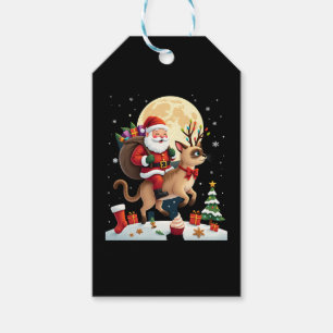 Santa Riding Reindeer Siamese Cat Christmas Tree L Gift Tags