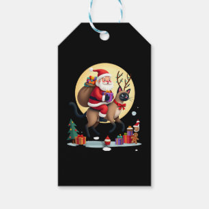 Santa Riding Reindeer Siamese Cat Christmas Tree L Gift Tags