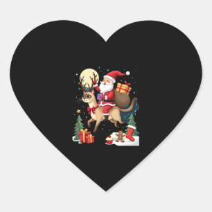 Santa Riding Reindeer Siamese Cat Christmas Tree L Heart Sticker
