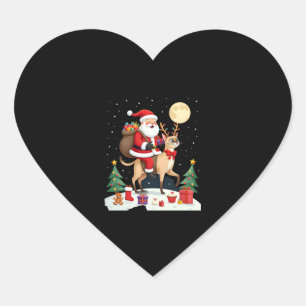 Santa Riding Reindeer Siamese Cat Christmas Tree L Heart Sticker
