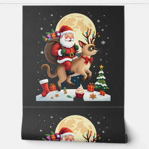 Santa Riding Reindeer Siamese Cat Christmas Tree L Wallpaper