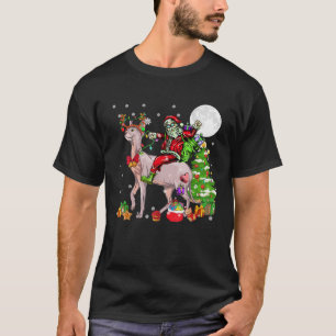 Santa Riding Reindeer Sphynx Cat Christmas Tree Lo T-Shirt