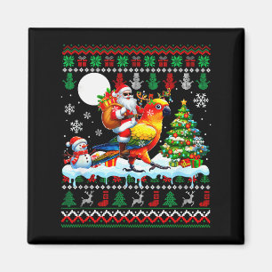 Santa Riding Reindeer Sun Conure Sweater Xmas Tree Magnet