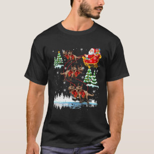 Santa Riding Rex Dino Reindeer Merry Christmas T-Shirt