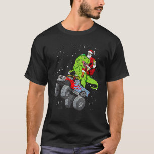 Santa Riding Rex Dinosaur Monster Truck Christmas T-Shirt