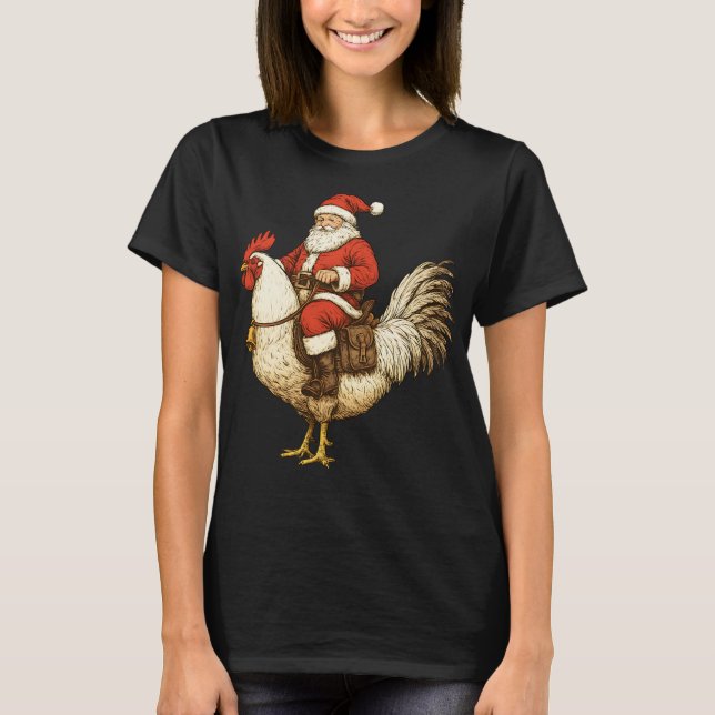 santa riding rooster T-Shirt (Front)