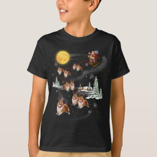 Santa Riding Rough Collie Dog X-mas Pajama Family  T-Shirt