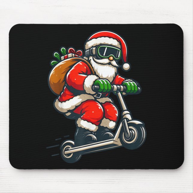 Santa Riding Scooter Christmas Pajama For Toddlers Mouse Mat (Front)