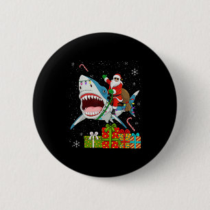 Santa Riding Shark Christmas Pajama Cute Ocean Ani 6 Cm Round Badge