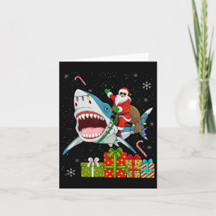 Santa Riding Shark Christmas Pajama Cute Ocean Ani Card