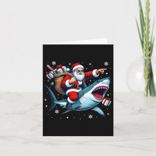 Santa Riding Shark Christmas Pajama Cute Ocean Ani Card
