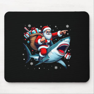 Santa Riding Shark Christmas Pajama Cute Ocean Ani Mouse Mat