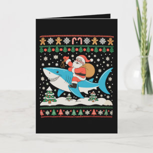 Santa Riding Shark Ugly Christmas Xmas Holiday Card