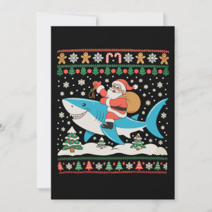 Santa Riding Shark Ugly Christmas Xmas Holiday Card