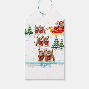 Santa Riding Shih Tzu   Reindeer Christmas Gift Tags