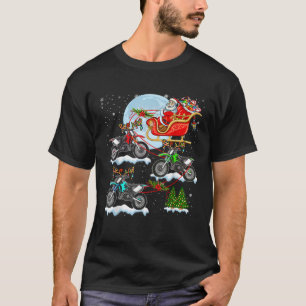 Santa Riding Sleigh Reindeer Dirt Bike Christmas T T-Shirt