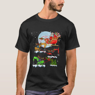 Santa Riding Sleigh Reindeer Excavator Christmas T T-Shirt