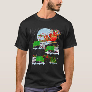 Santa Riding Sleigh Reindeer Garbage Truck Christm T-Shirt