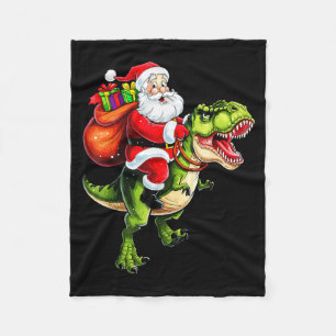 Santa Riding T Rex Christmas Funny Xmas Kids Boys Fleece Blanket