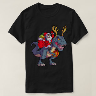 Santa Riding T-Rex   Funny Christmas Dino T-Shirt