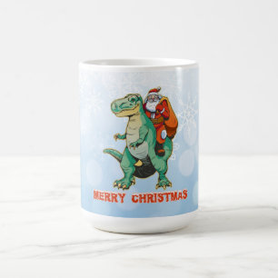 Santa Riding T Rex - Merry Trexmas Coffee Mug