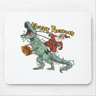 Santa Riding T Rex - Merry Trexmas Mouse Mat