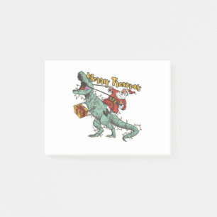 Santa Riding T Rex - Merry Trexmas Post-it Notes