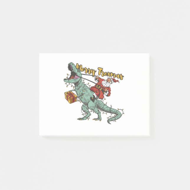 Santa Riding T Rex - Merry Trexmas Post-it Notes (Front)