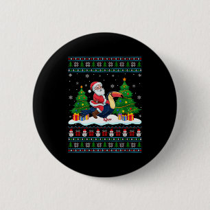 Santa Riding Toucans Tree Lights Ugly Christmas Sw 6 Cm Round Badge