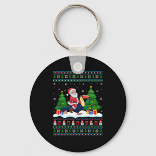 Santa Riding Toucans Tree Lights Ugly Christmas Sw Key Ring