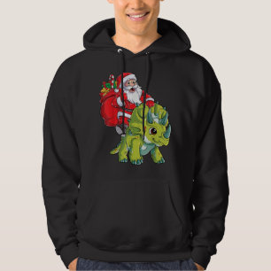 Santa Riding Triceratops Dinosaur Christmas Boys X Hoodie