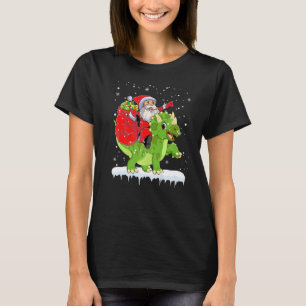 Santa Riding Triceratops Dinosaur Christmas Boys X T-Shirt