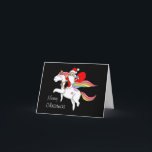 Santa Riding Unicorn Christmas Card<br><div class="desc">christmas card with image of funny santa riding unicorn</div>