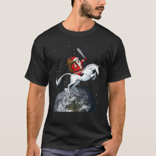 Santa Riding Unicorn Christmas Pajama Cute Magical T-Shirt