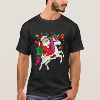 Santa Riding Unicorn Lover Funny Xmas Gift For Chr T-Shirt