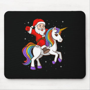 Santa Riding Unicorn Mystical Animal Xmas Magical Mouse Mat