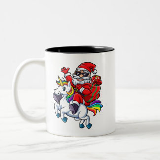 Santa Riding Unicorn - Rainbow Unicorn Baby Two-To Two-Tone Coffee Mug