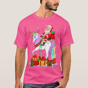 Santa Riding Unicorn Reindeer Christmas Santa Unic T-Shirt