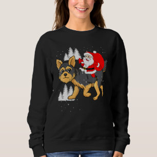 Santa Riding Yorkshire Terrier Christmas Pajama Sweatshirt