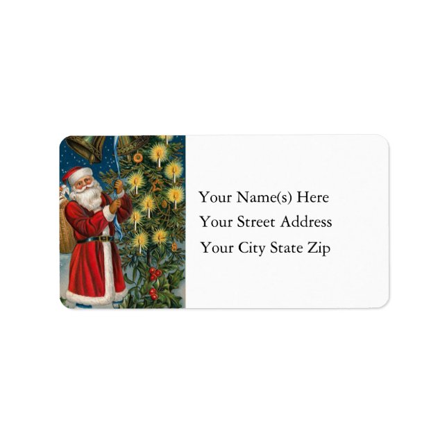 Santa Rings in Christmas Vintage Address Label (Front)
