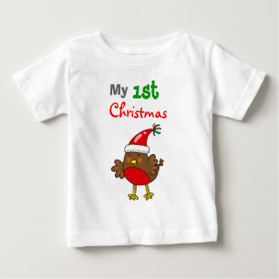 Santa robin, my 1st Christmas Baby T-Shirt