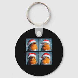 Santa Robin Redbreast Winter Bird Photography Chri Key Ring