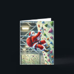 Santa Rock Climbing in Gym Christmas  Holiday Card<br><div class="desc">This Christmas card is perfect for the rock climber during the holidays!</div>